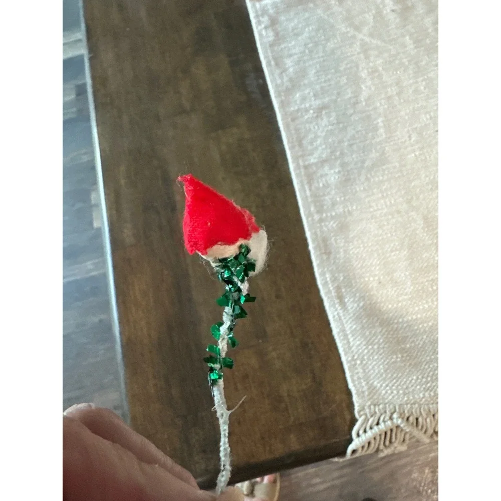 Vintage Miniature Santa Claus Pipe Cleaner Chenille Pick Christmas Ornament 6in